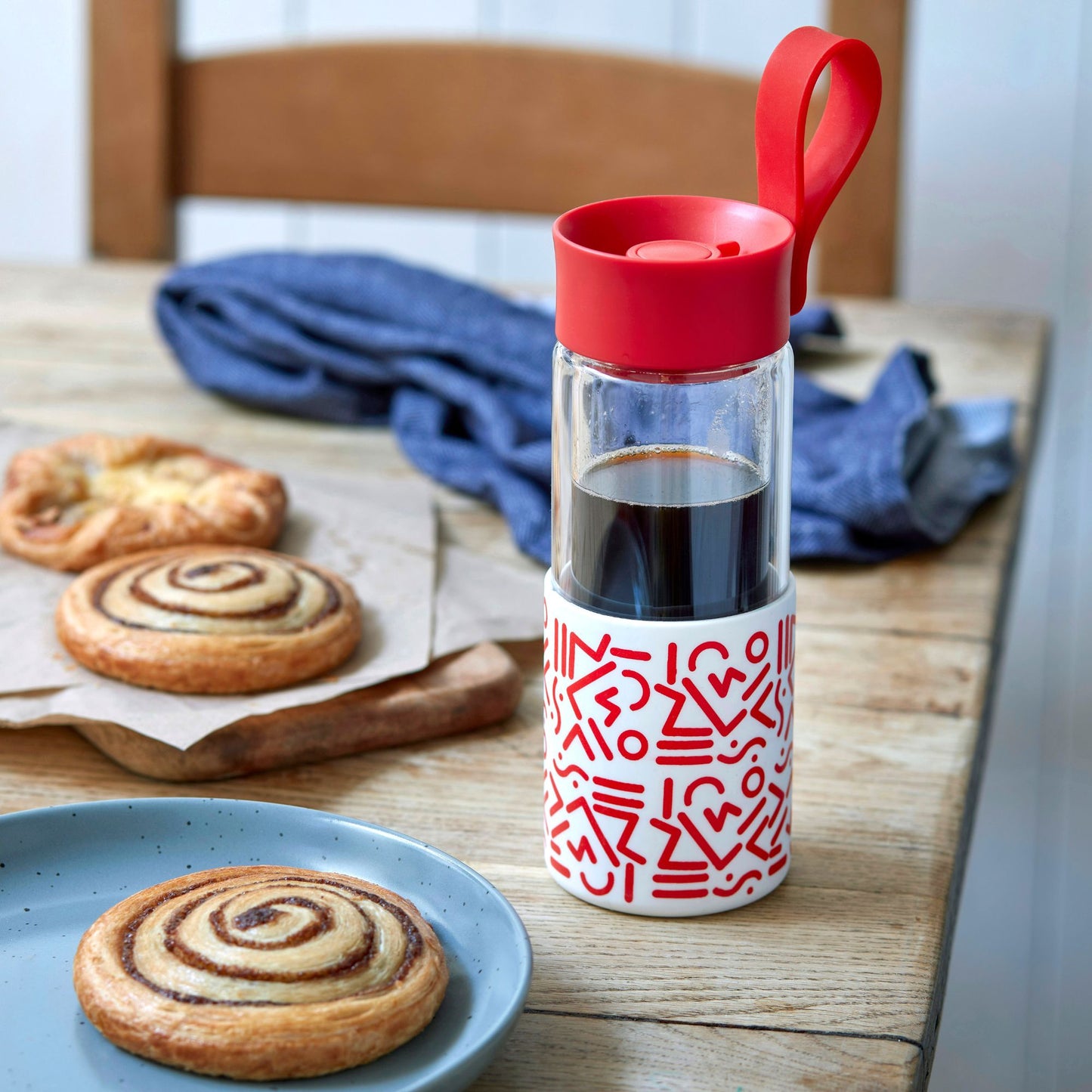 WAFE Cup 2-in-1 Insulated Glass Coffee Mug & Travel Water Bottle 350ml - RED
