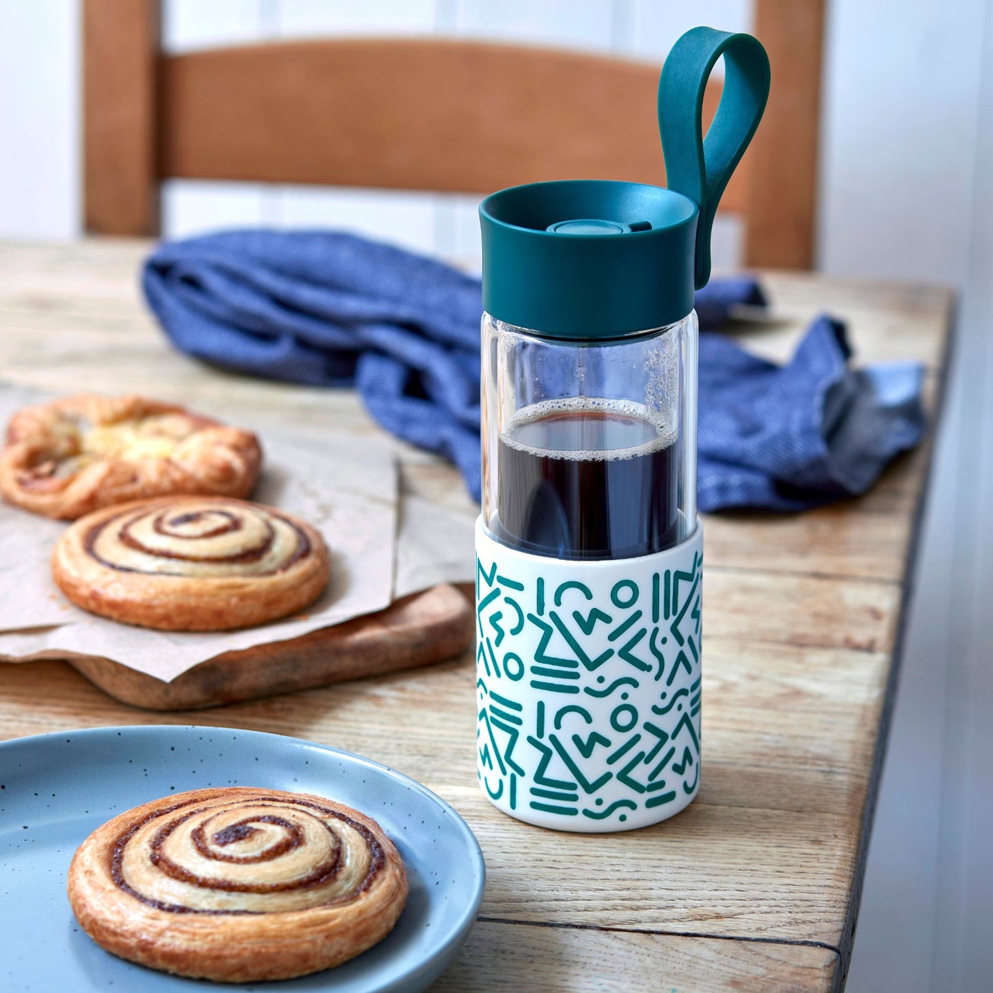 WAFE Cup 2-in-1 Insulated Glass Coffee Mug & Travel Water Bottle 350ml - GREEN