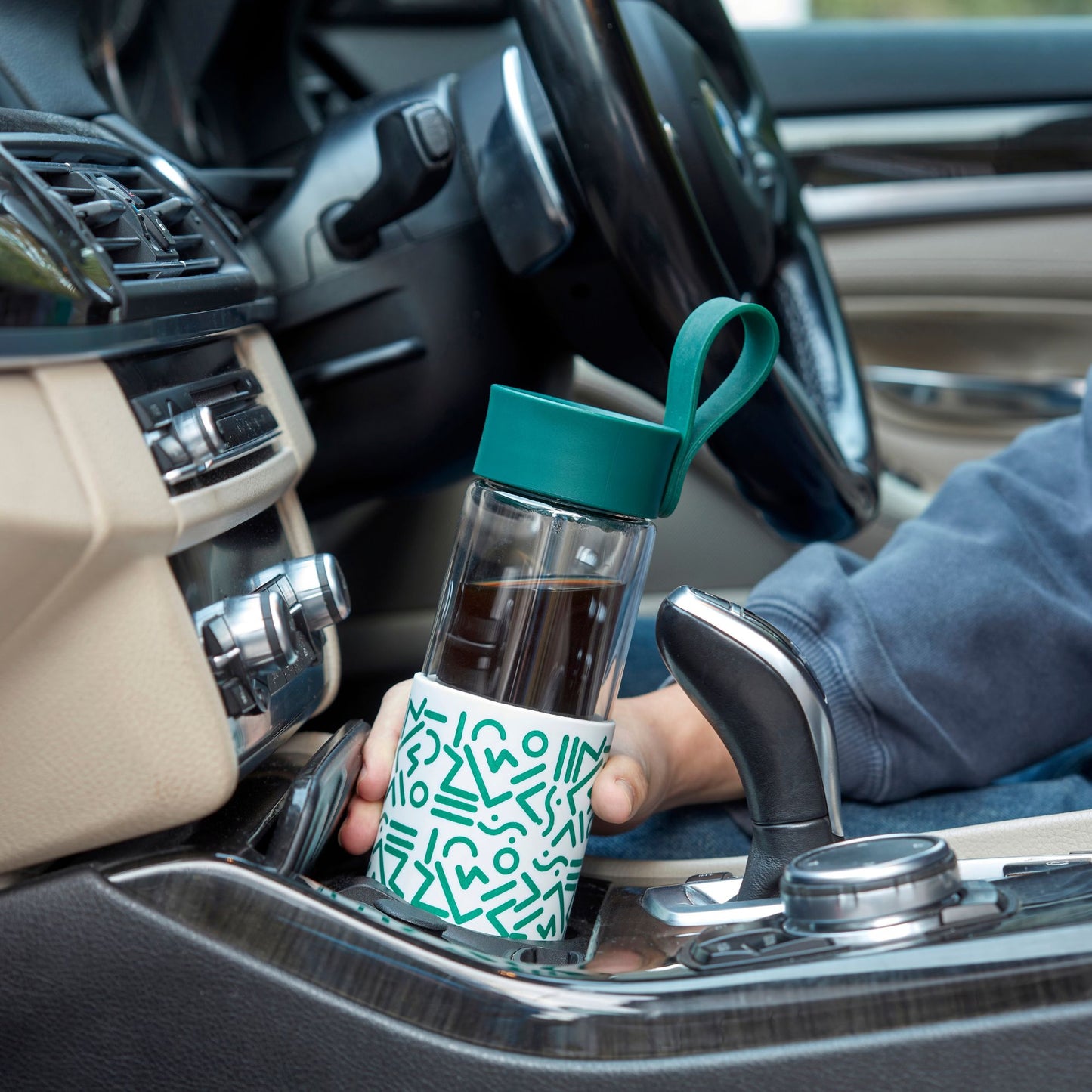 WAFE Cup 2-in-1 Insulated Glass Coffee Mug & Travel Water Bottle 350ml - GREEN