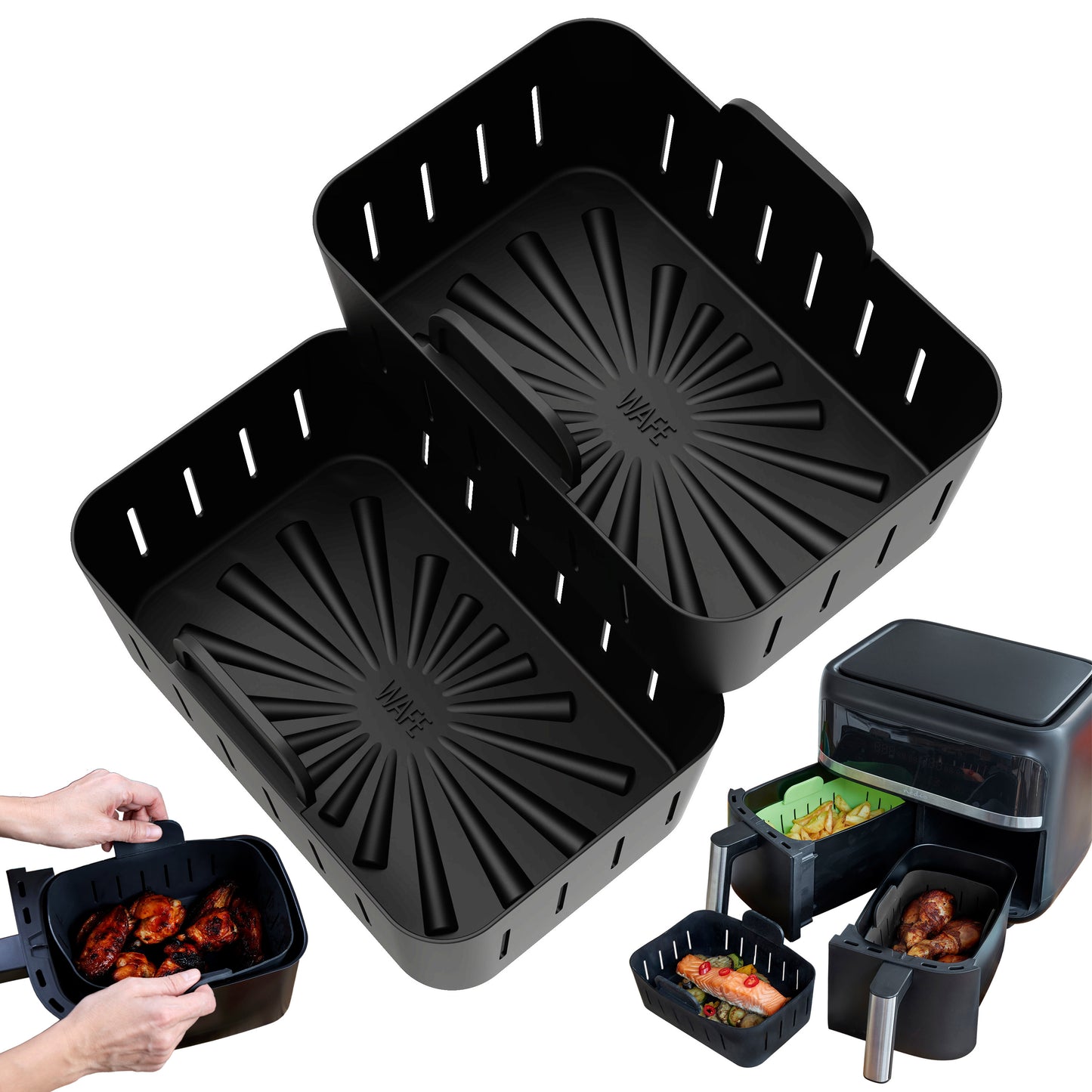 WAFE Silicone Air Fryer Ninja Liner 2PACK- Black