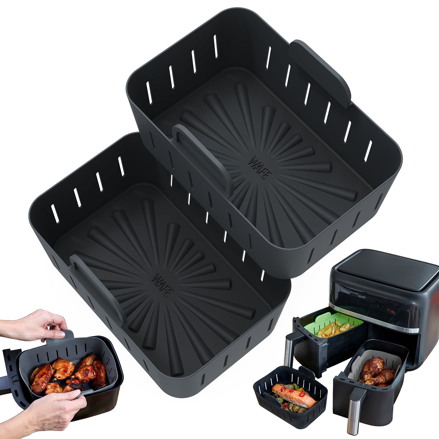 WAFE Silicone Air Fryer Ninja Liner 2PACK- Grey