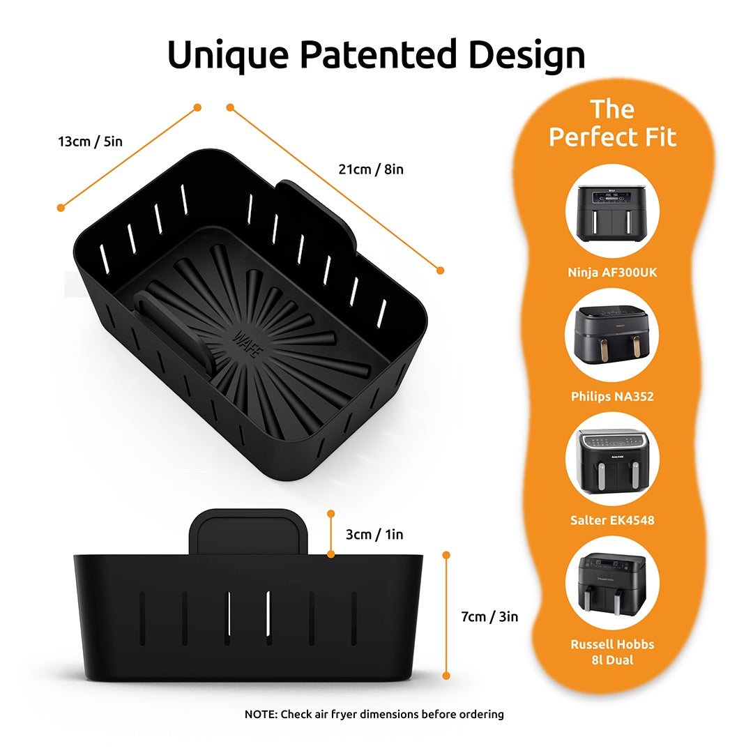 WAFE Silicone Air Fryer Ninja Liner 2PACK- ORANGE/BLACK