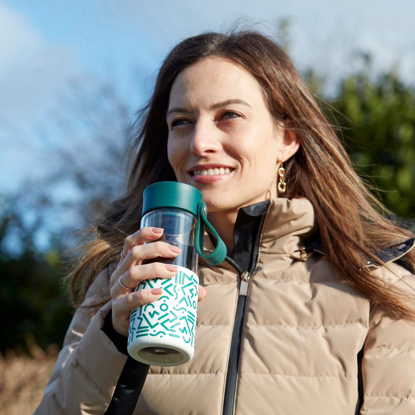 WAFE Cup 2-in-1 Insulated Glass Coffee Mug & Travel Water Bottle 350ml - GREEN
