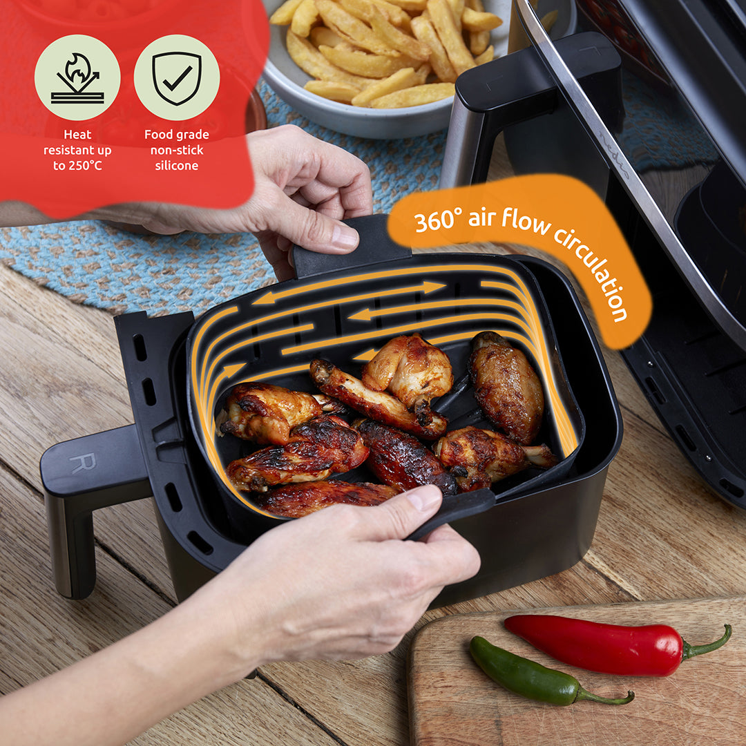 WAFE Silicone Air Fryer Ninja Liner 2PACK- ORANGE/BLACK