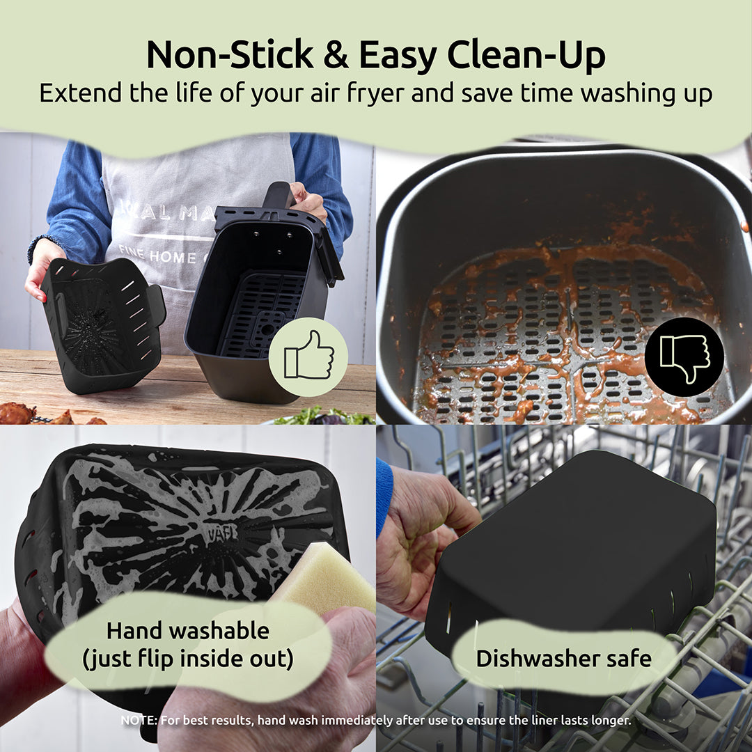 WAFE Silicone Air Fryer Ninja Liner 2PACK- Black