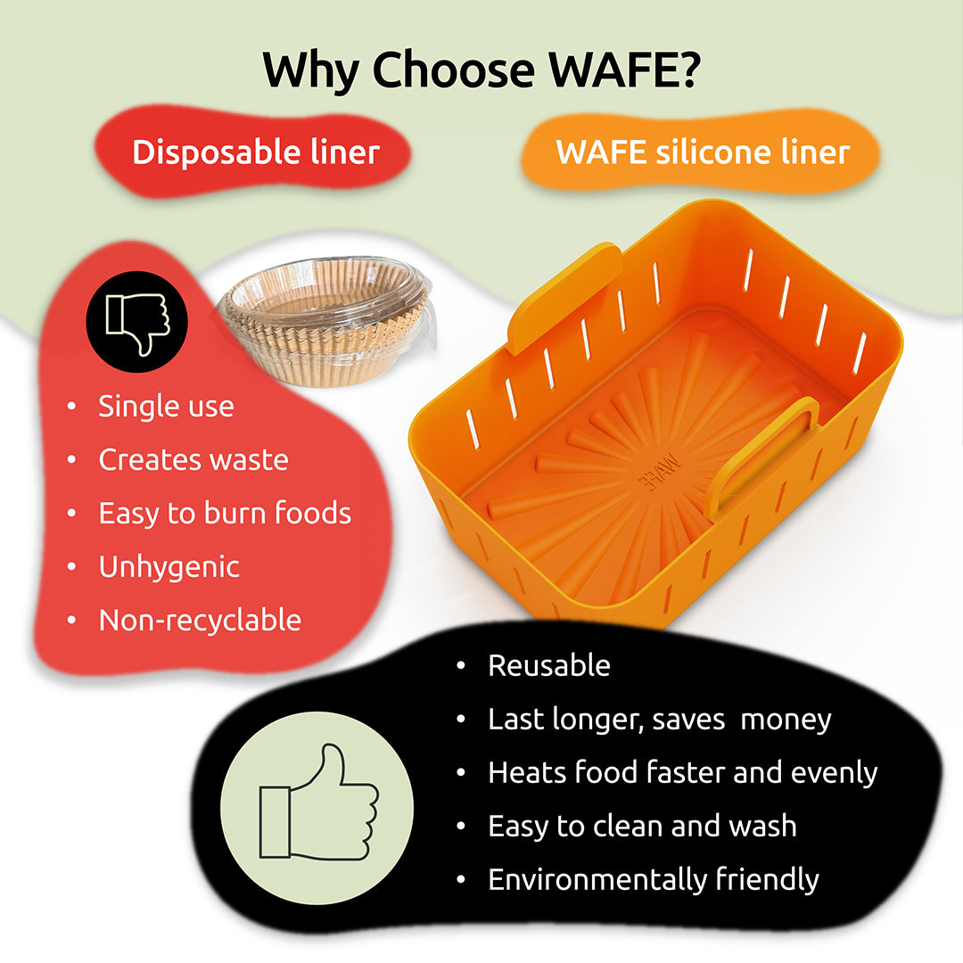 WAFE Silicone Air Fryer Ninja Liner 2PACK- ORANGE