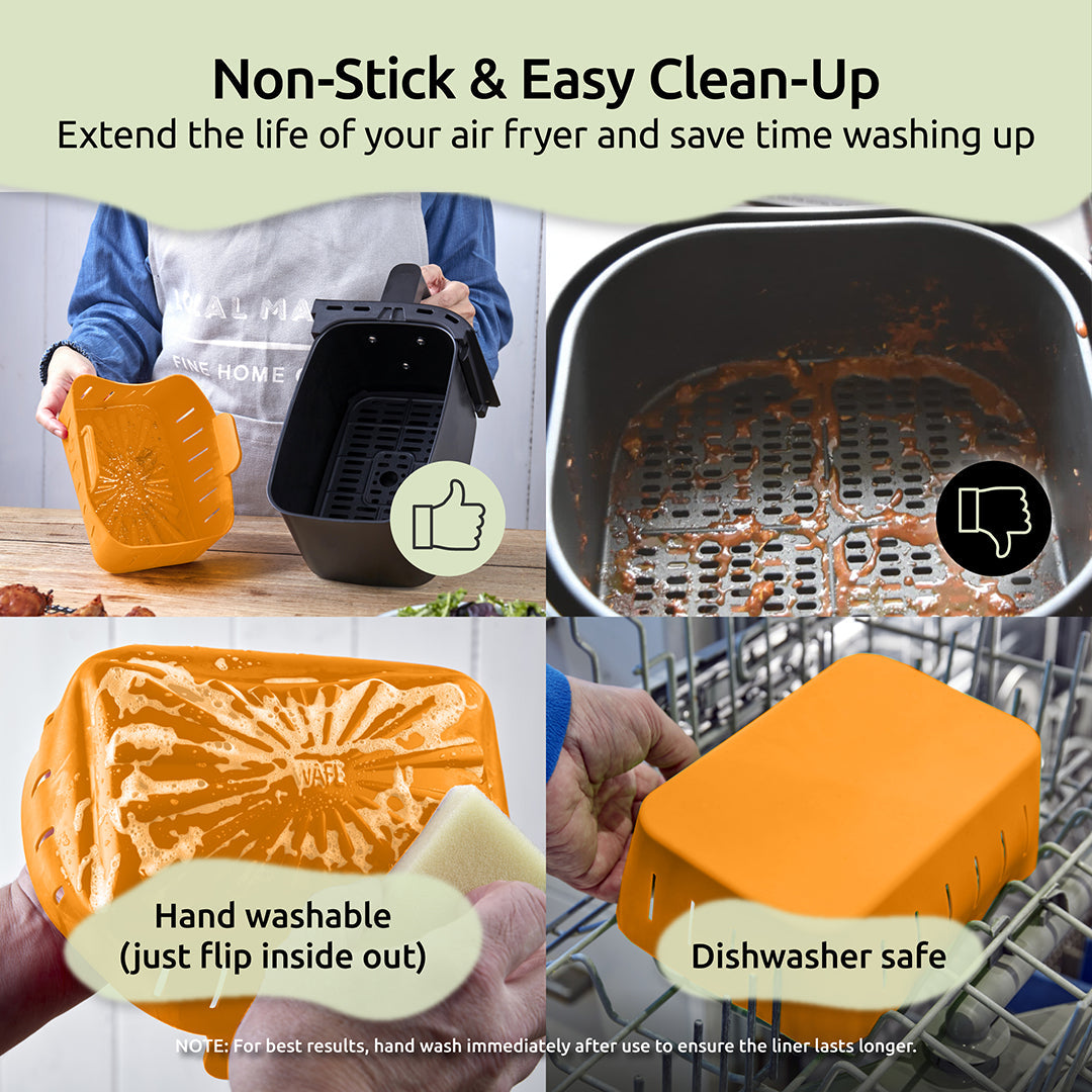 WAFE Silicone Air Fryer Ninja Liner 2PACK- ORANGE/BLACK