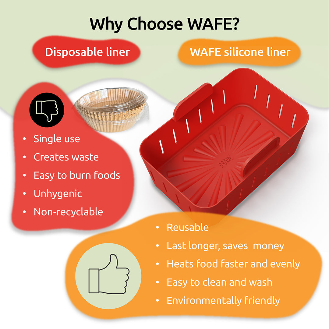 WAFE Silicone Air Fryer Ninja Liner 2PACK- RED