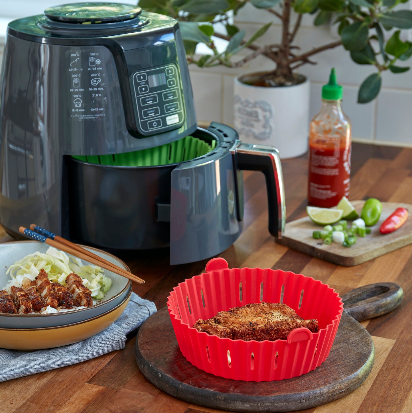 WAFE Silicone Air Fryer Liner 2PACK- Red