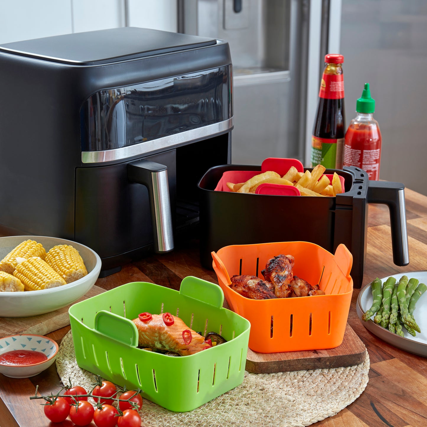 WAFE Silicone Air Fryer Ninja Liner 2PACK- ORANGE