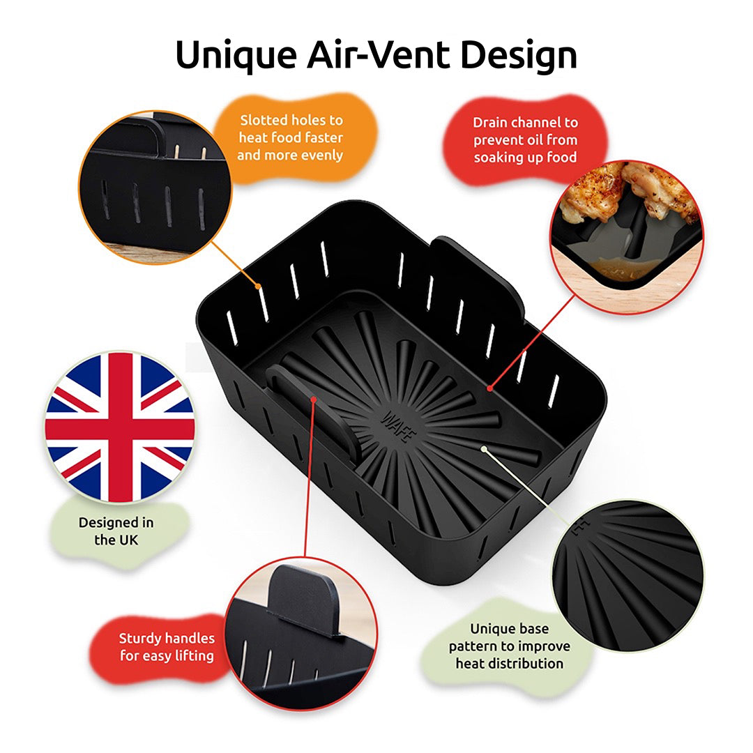 WAFE Silicone Air Fryer Ninja Liner 2PACK- ORANGE/BLACK