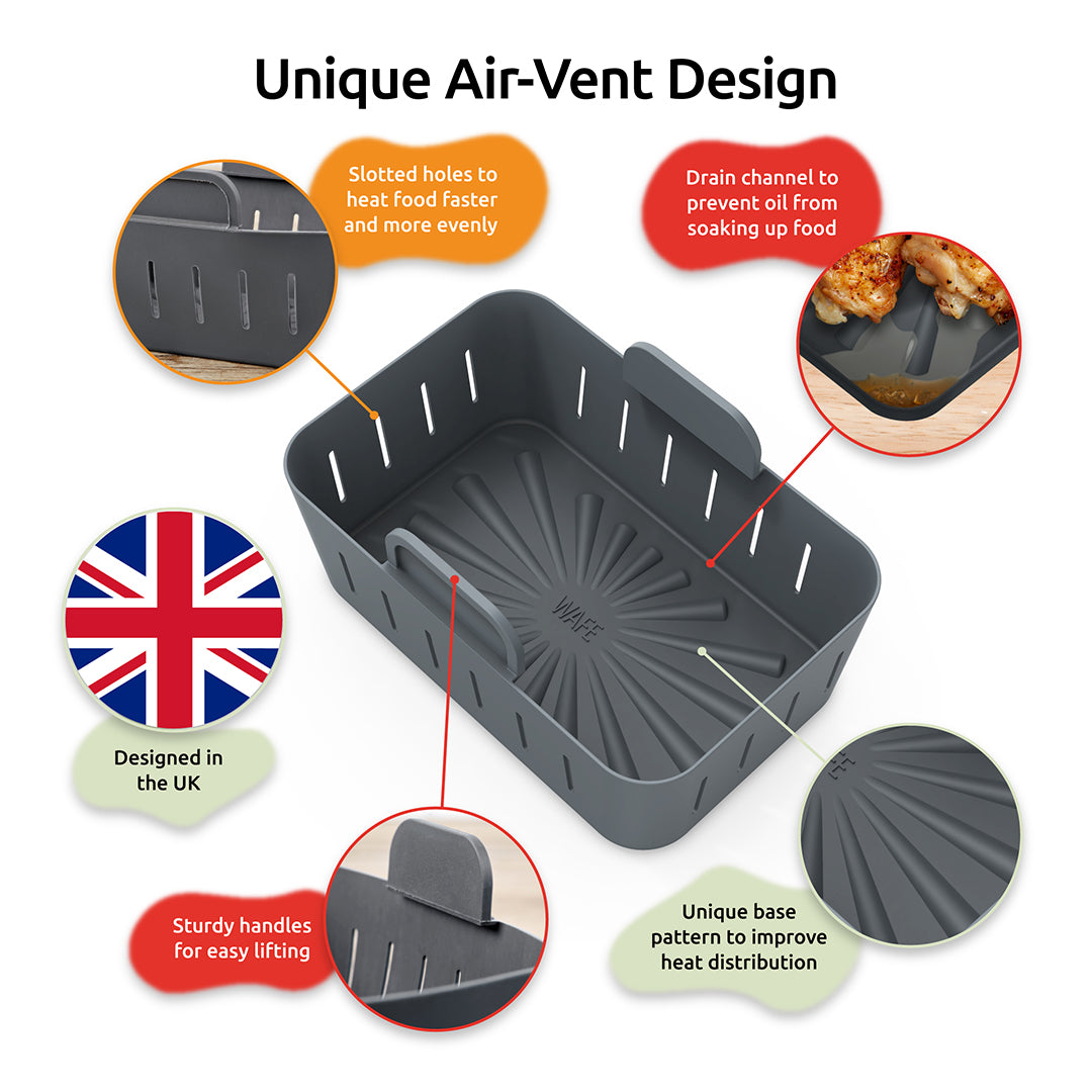 WAFE Silicone Air Fryer Ninja Liner 2PACK- Grey