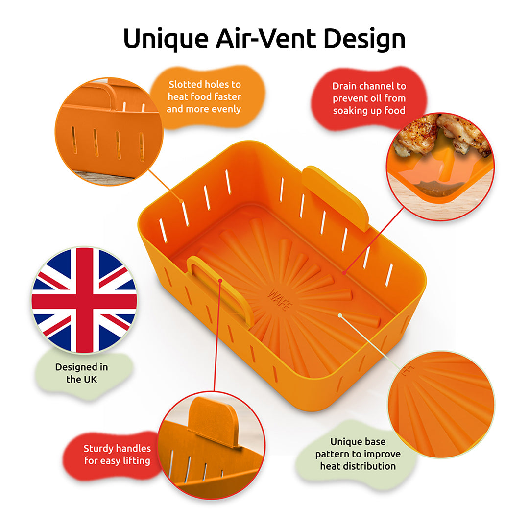 WAFE Silicone Air Fryer Ninja Liner 2PACK- ORANGE