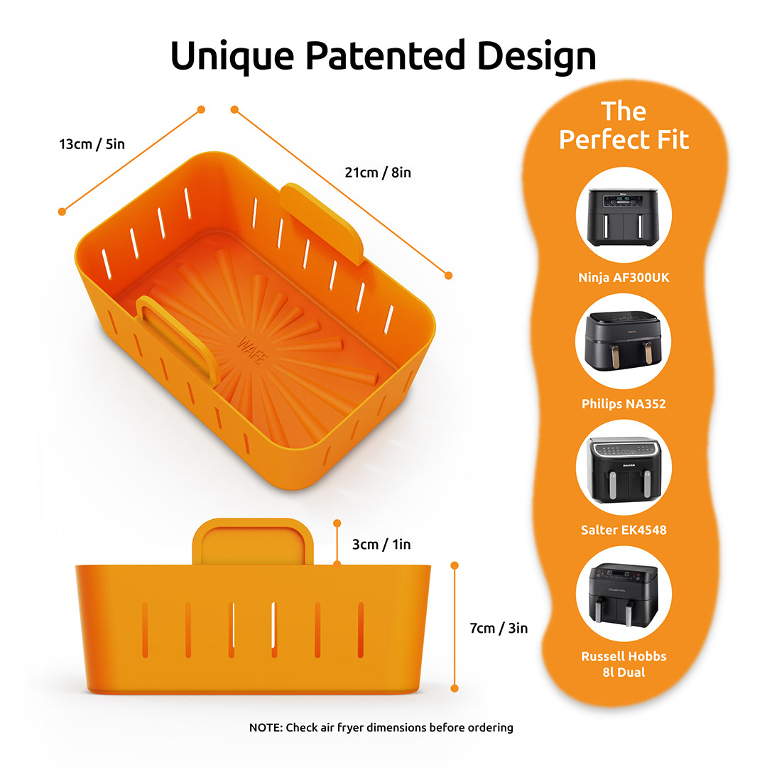 WAFE Silicone Air Fryer Ninja Liner 2PACK- ORANGE
