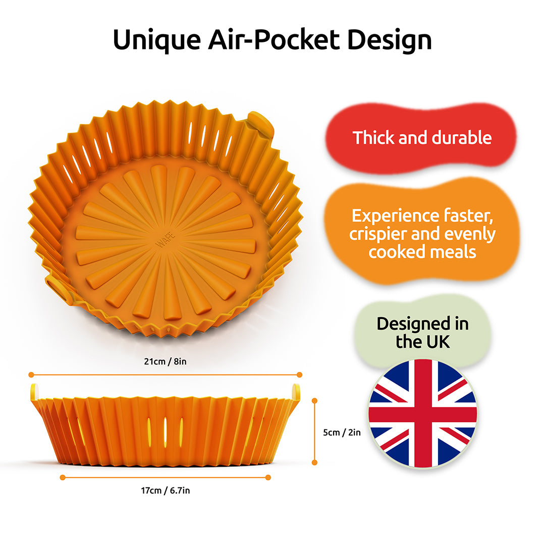WAFE Silicone Air Fryer Liner 2PACK -Black/Orange