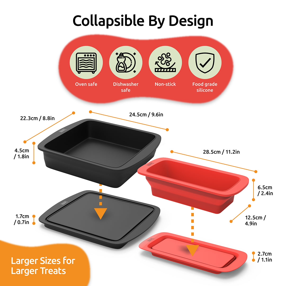 WAFE Collapsible Square Cake & Loaf Tin Bakemate 2Pack