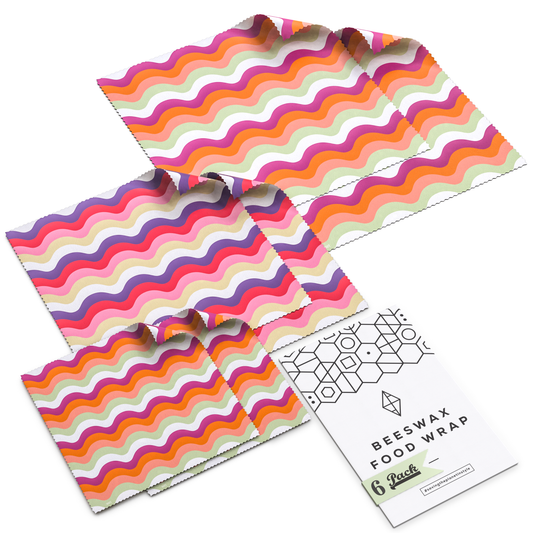 WAFE - Reusable Beeswax Food Wraps - Wave Edition - Pack of 6+3