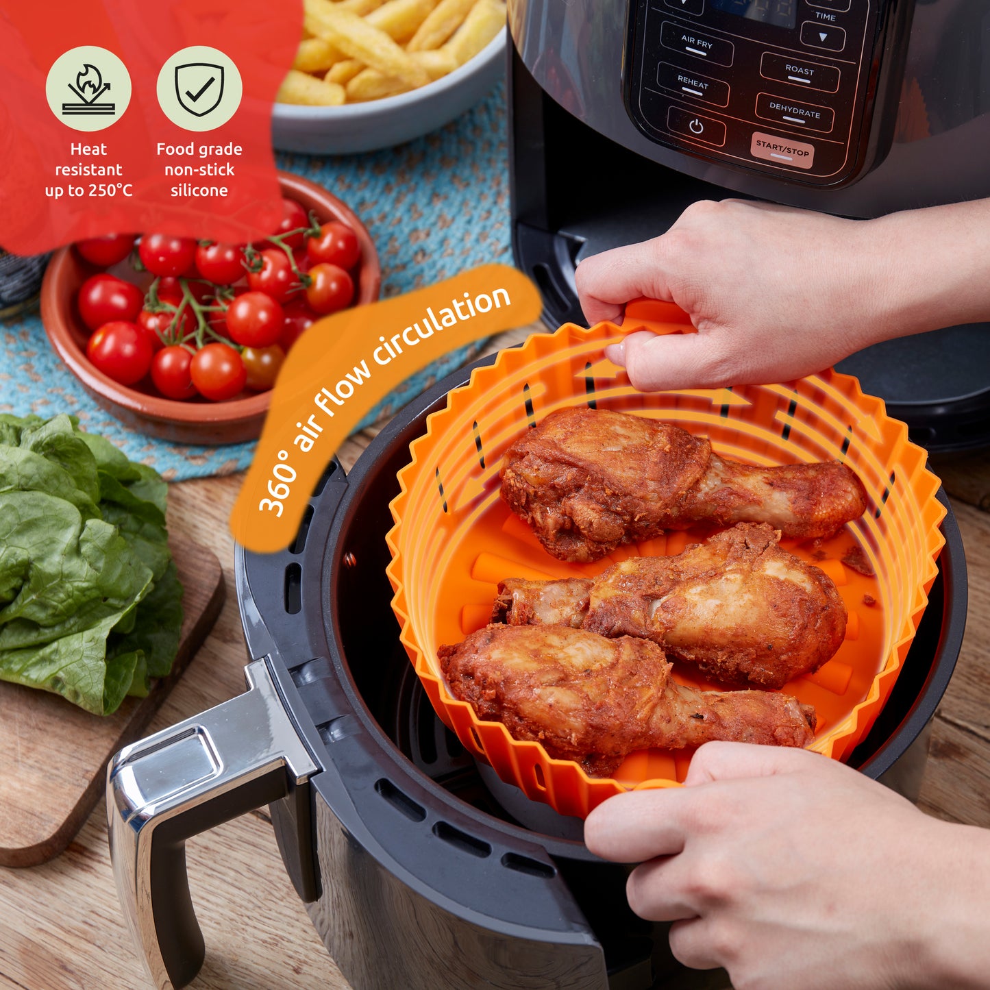 WAFE Silicone Air Fryer Liner 2PACK - Lime Green
