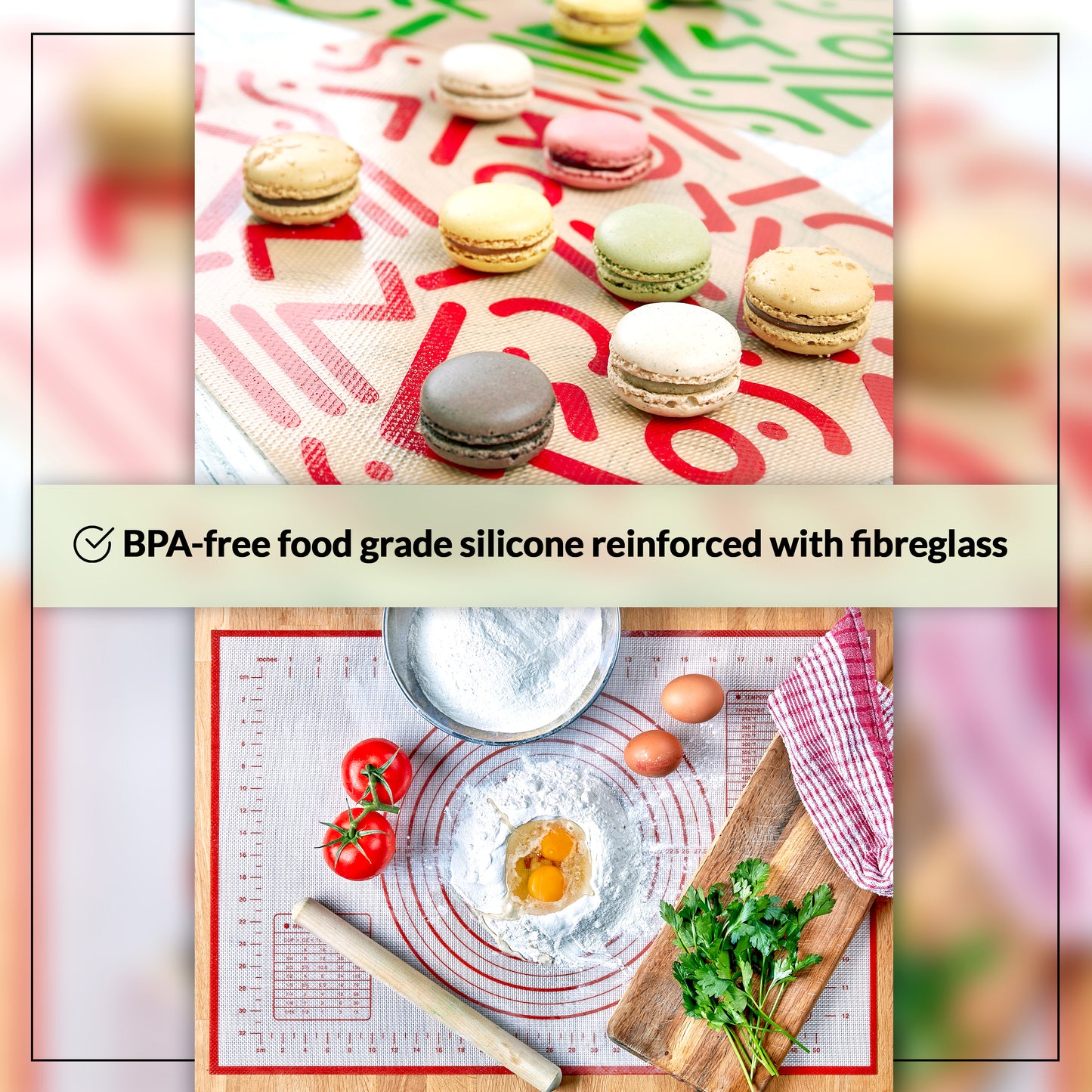 silicone pastry rolling mat and sheets set