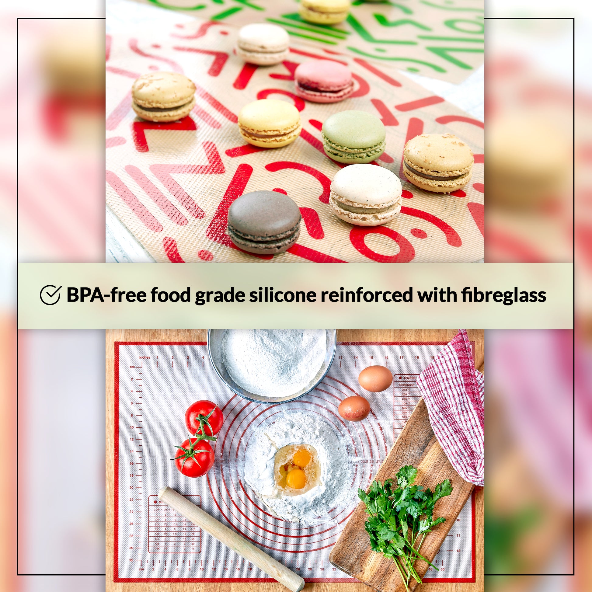 silicone pastry rolling mat and sheets set