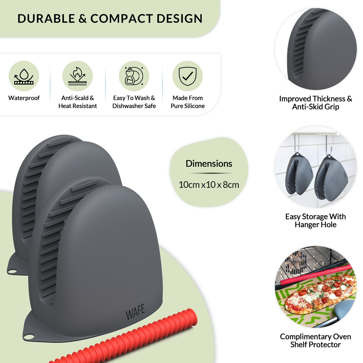 WAFE mini-oven silicone glove - Steel Grey