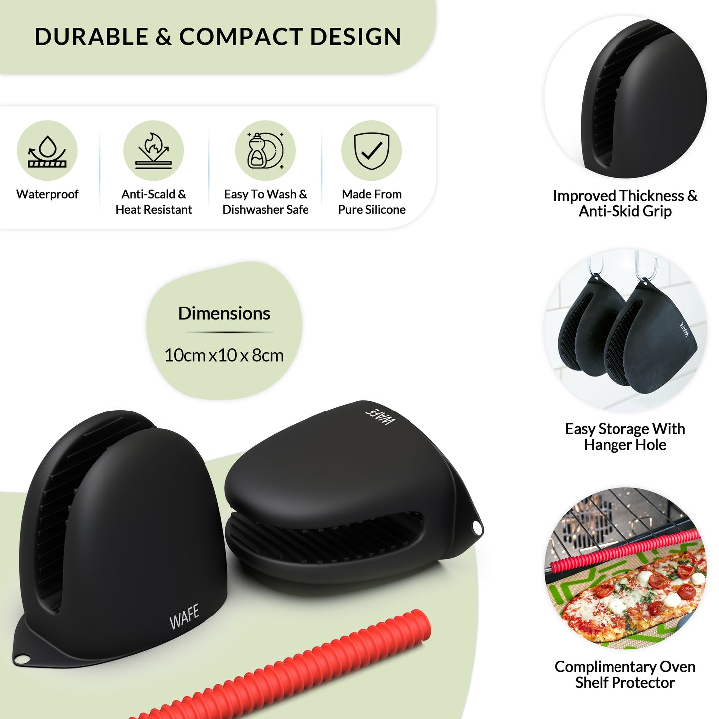 WAFE mini-oven kitchen silicone glove - BLACK