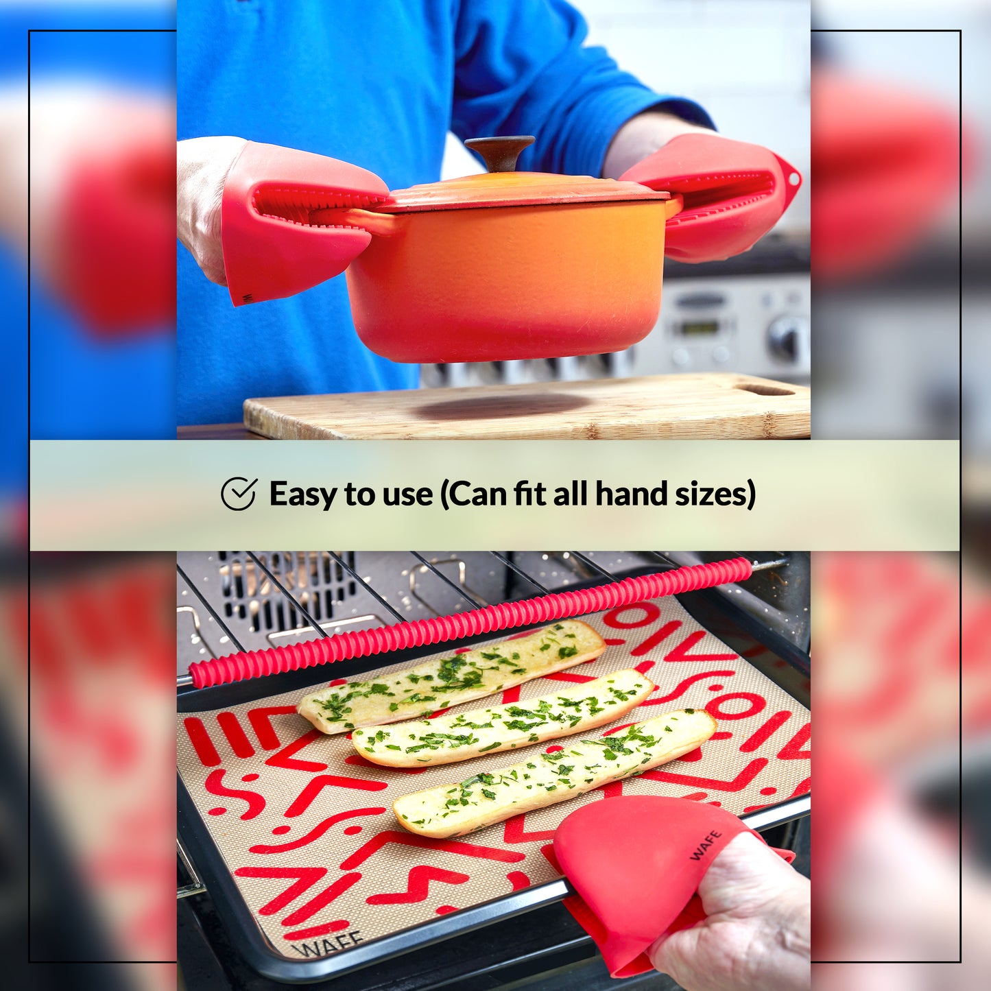 WAFE mini-oven kitchen silicone glove - Candy Red