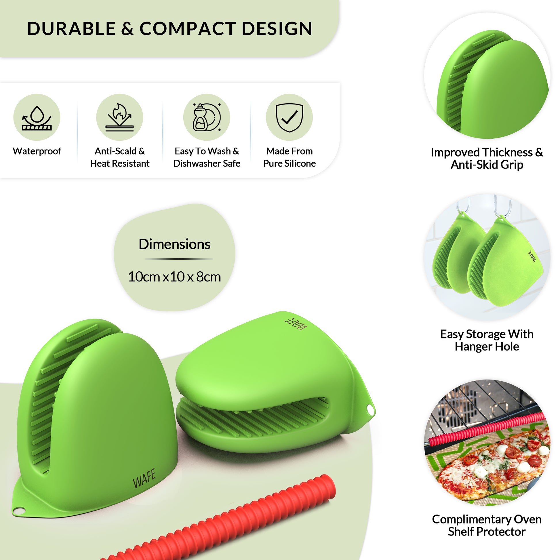 WAFE mini-oven kitchen silicone glove - Lime Green