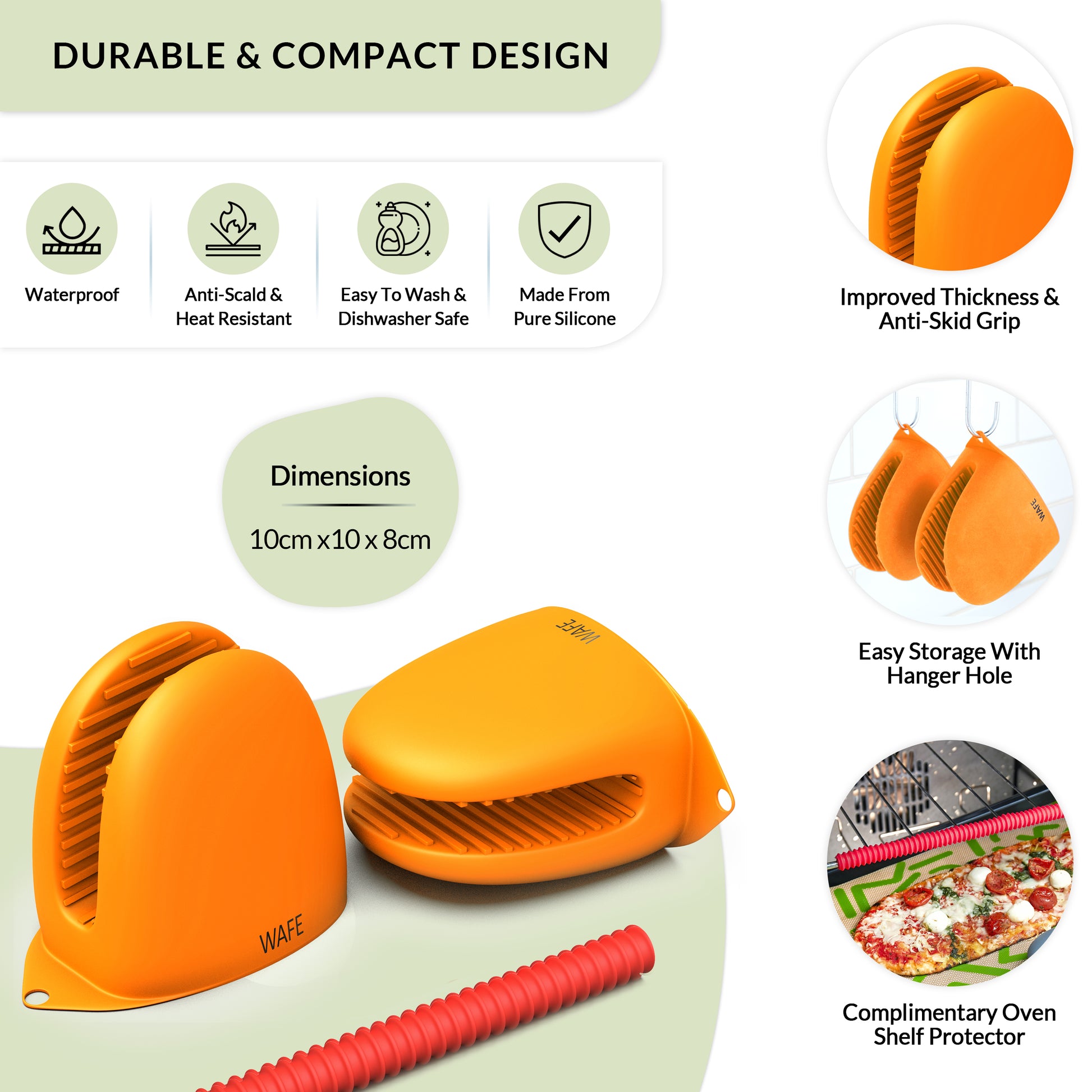 WAFE mini-oven kitchen silicone glove - Tiger Orange