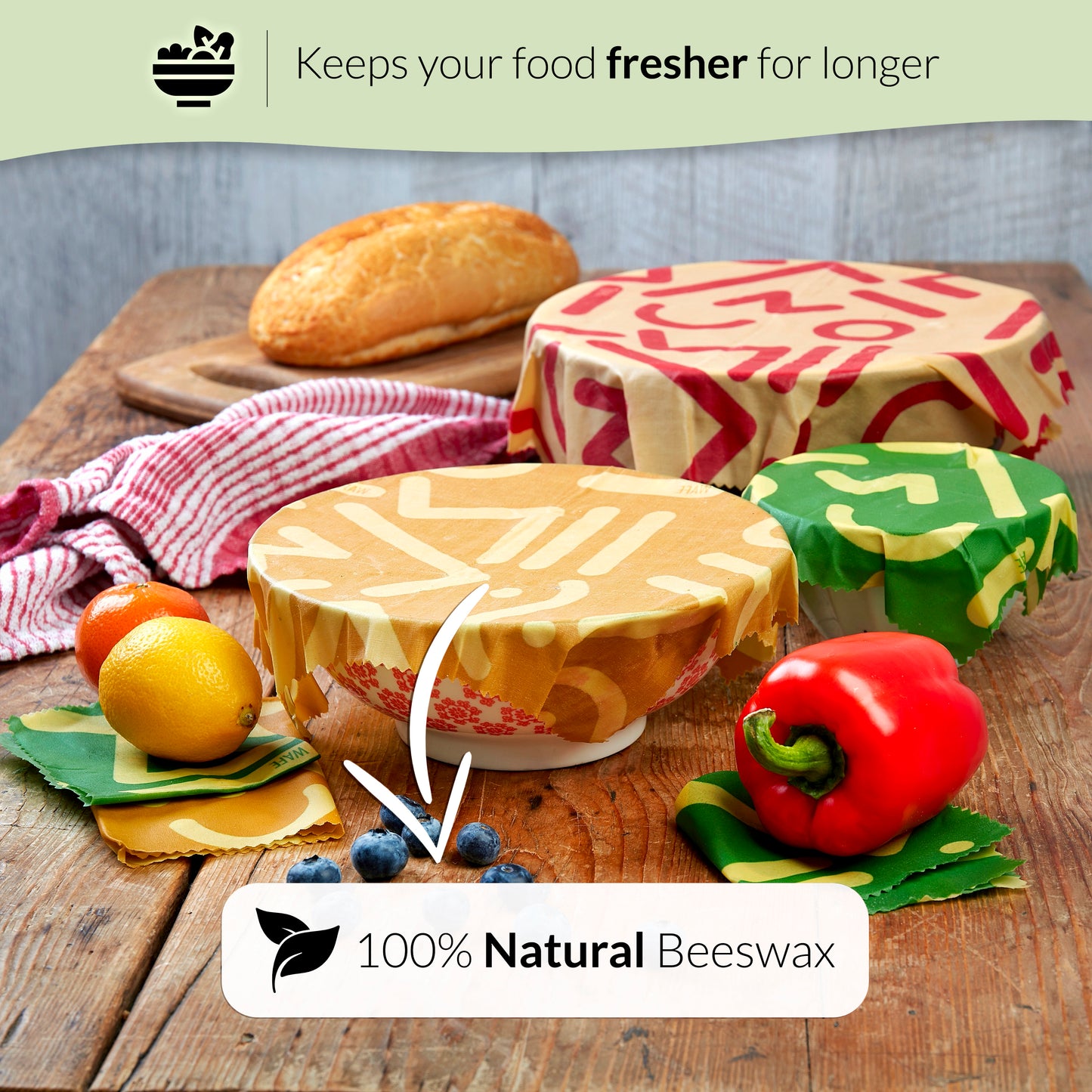 WAFE - Reusable Beeswax Food Wraps - Tribal Edition - Pack of 6+3