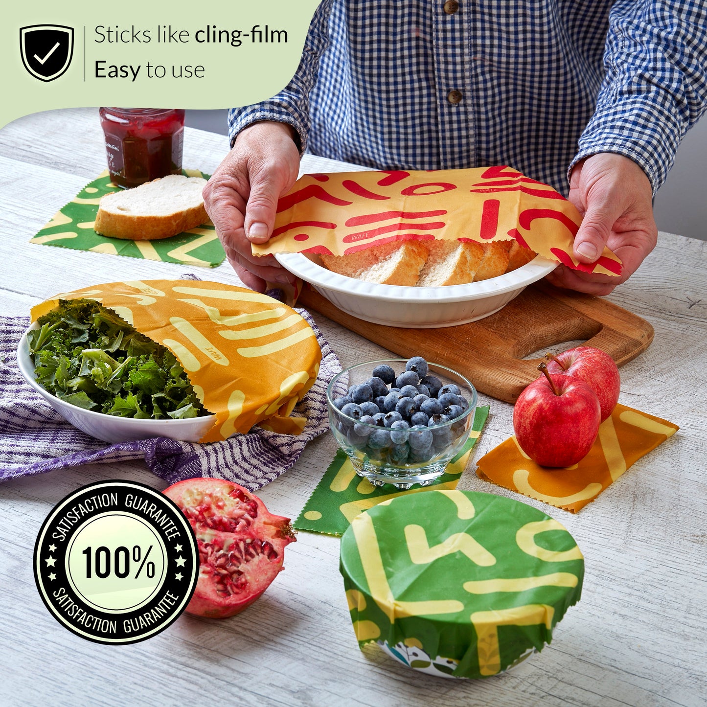 WAFE - Reusable Beeswax Food Wraps - Tribal Edition - Pack of 6+3