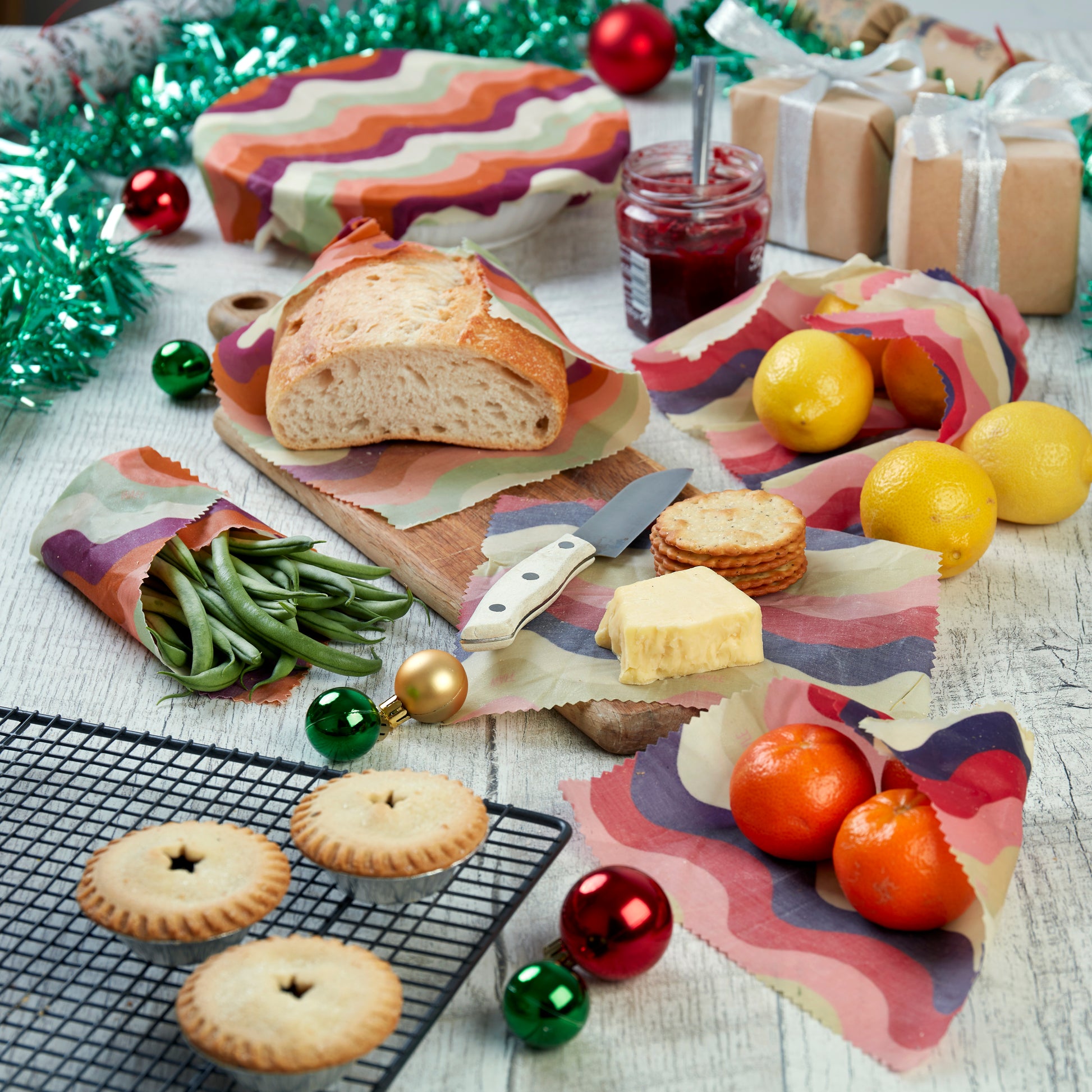 WAFE - Reusable Beeswax Food Wraps - Wave Edition - Pack of 6+3