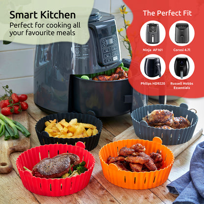 WAFE Silicone Air Fryer Liner 2PACK- Red/Grey