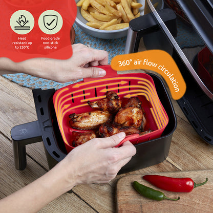 WAFE Silicone Air Fryer Ninja Liner 2PACK- RED/GREY