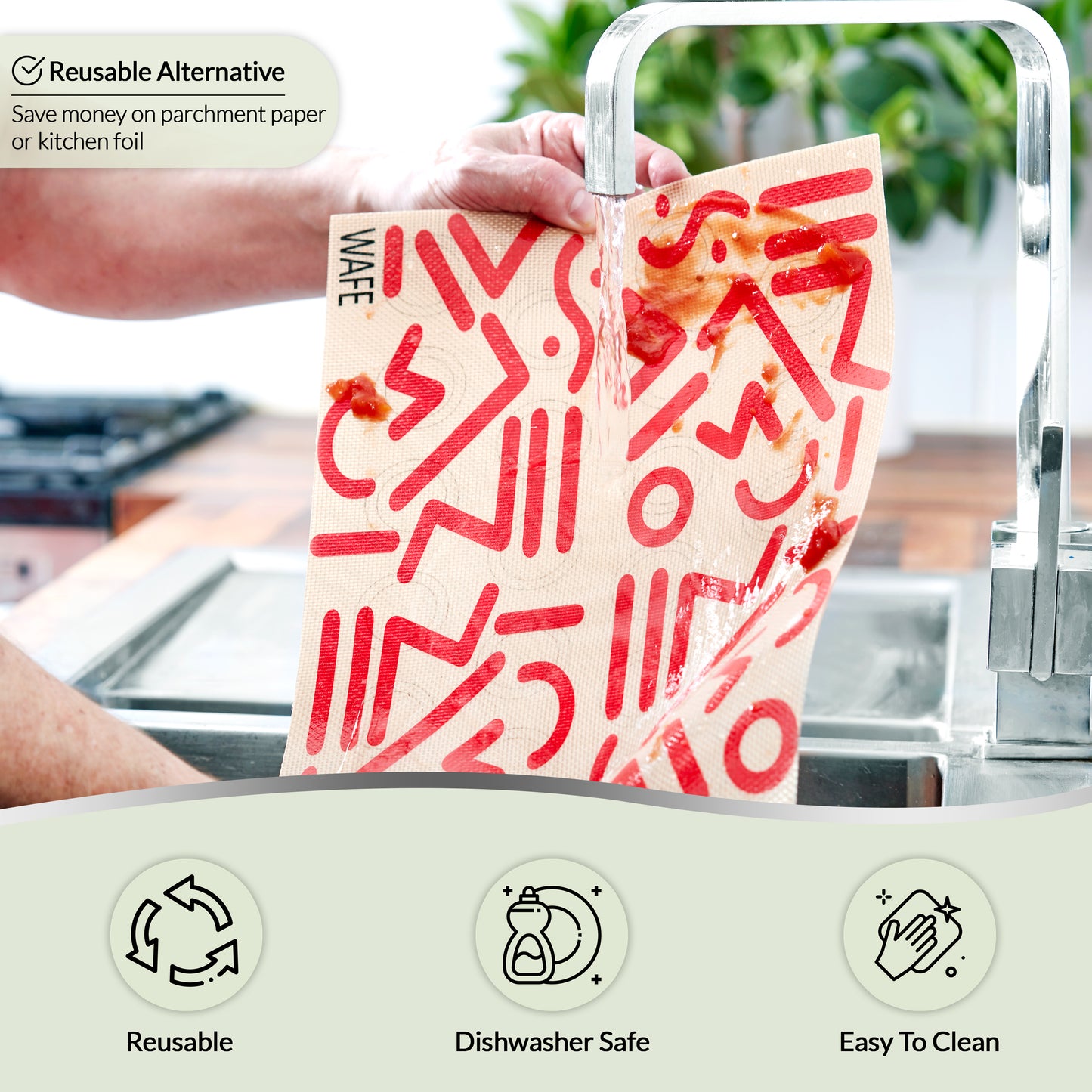 WAFE Silicone Reusable Baking mat with Rolling Mat set - 3PACK