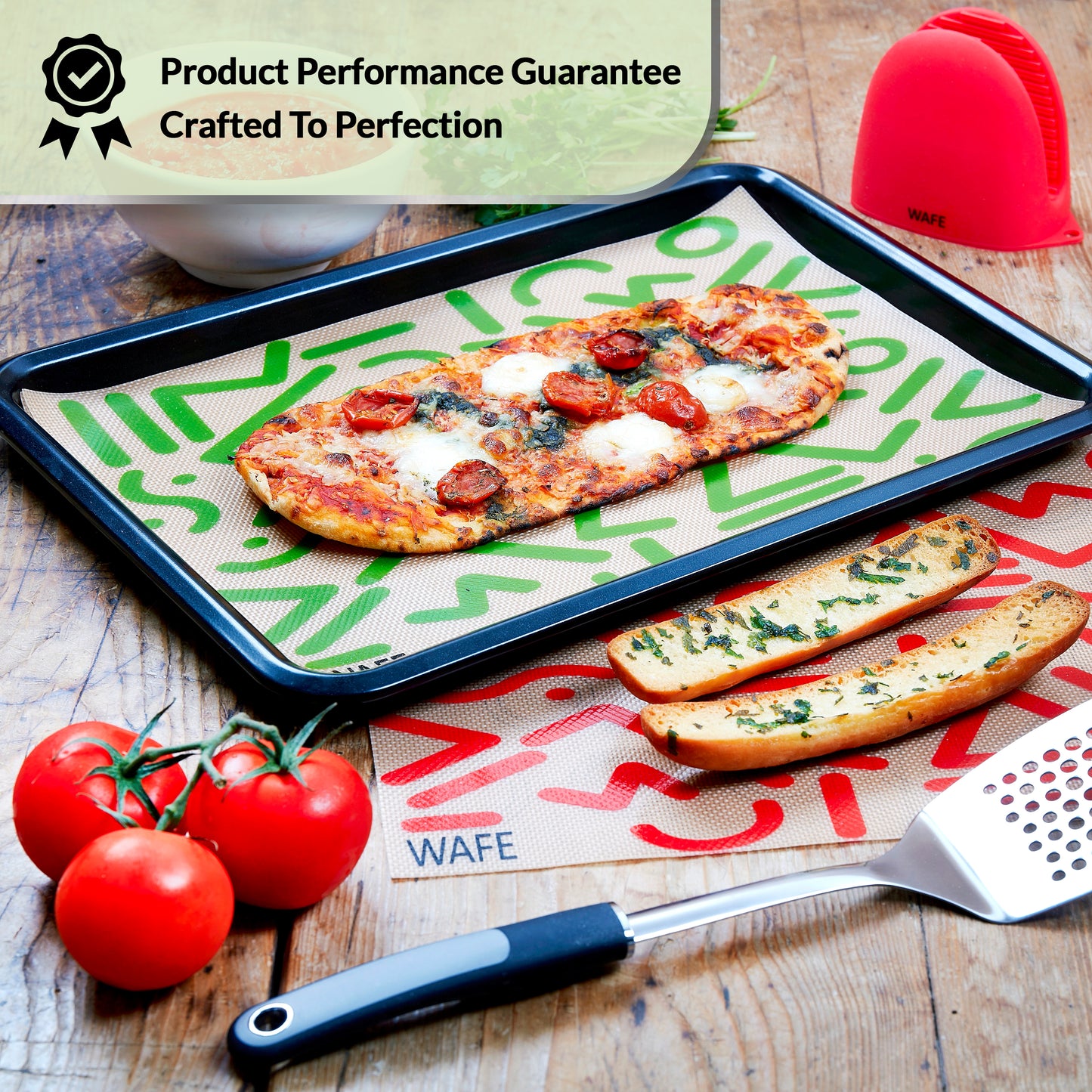 WAFE Silicone Reusable Baking mat with Rolling Mat set - 3PACK