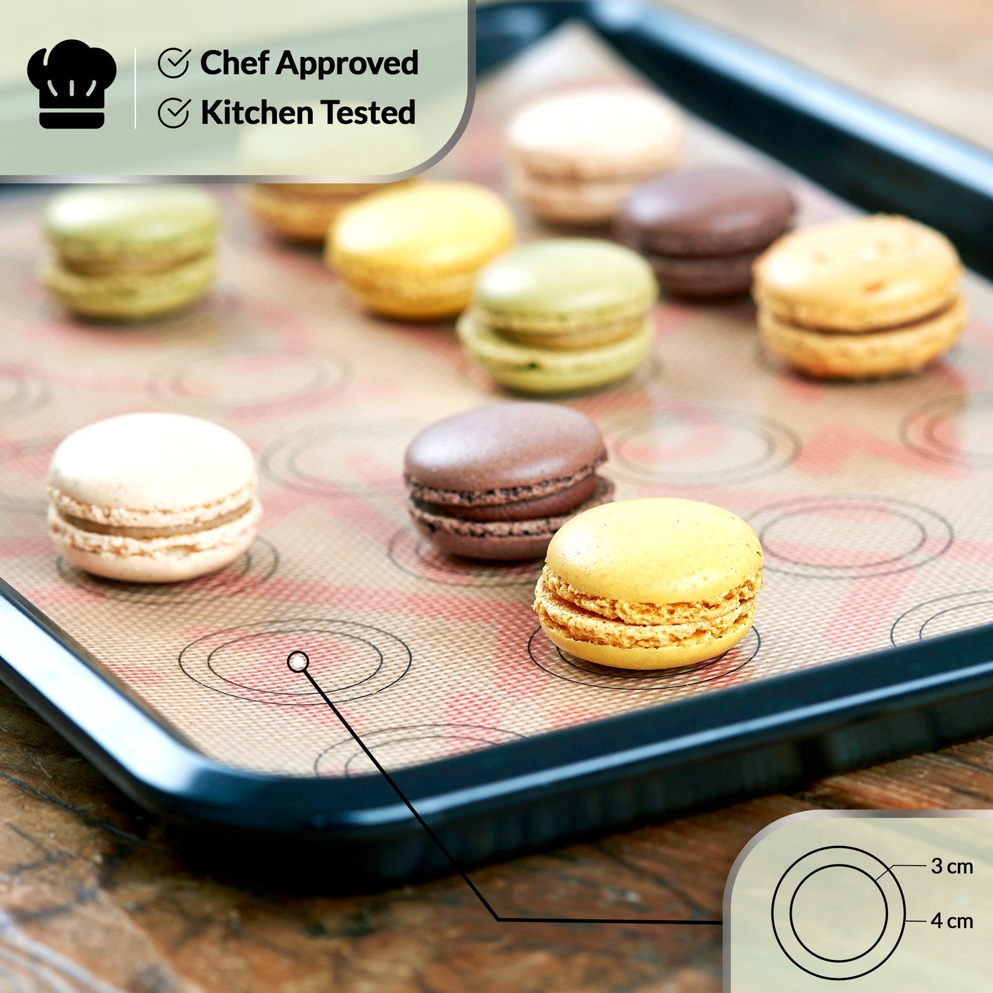 WAFE Silicone Reusable Baking mat with Rolling Mat set - 3PACK