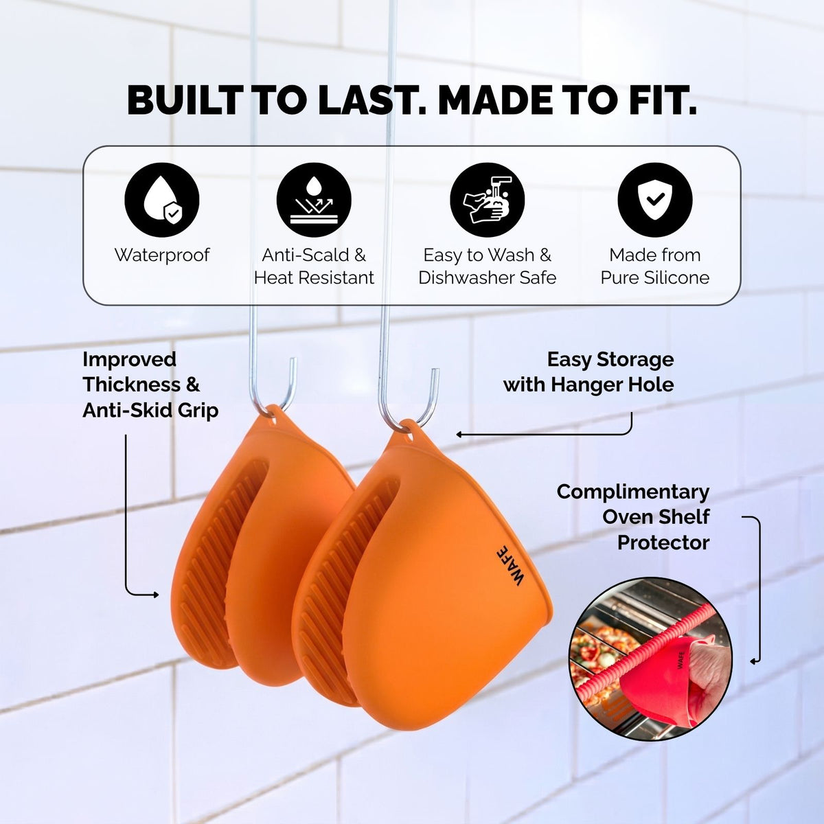 WAFE mini-oven kitchen silicone glove - Tiger Orange