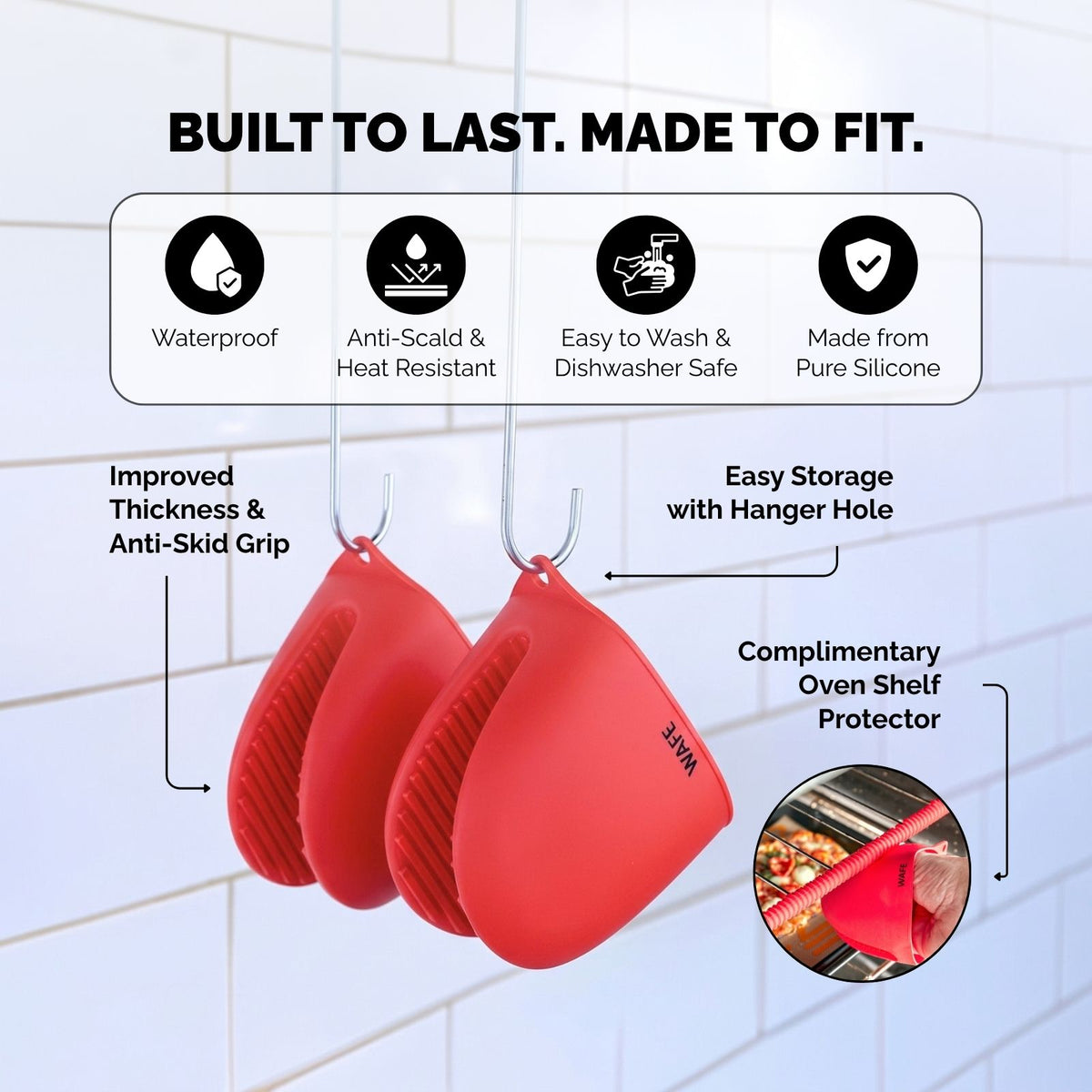 WAFE mini-oven kitchen silicone glove - Candy Red