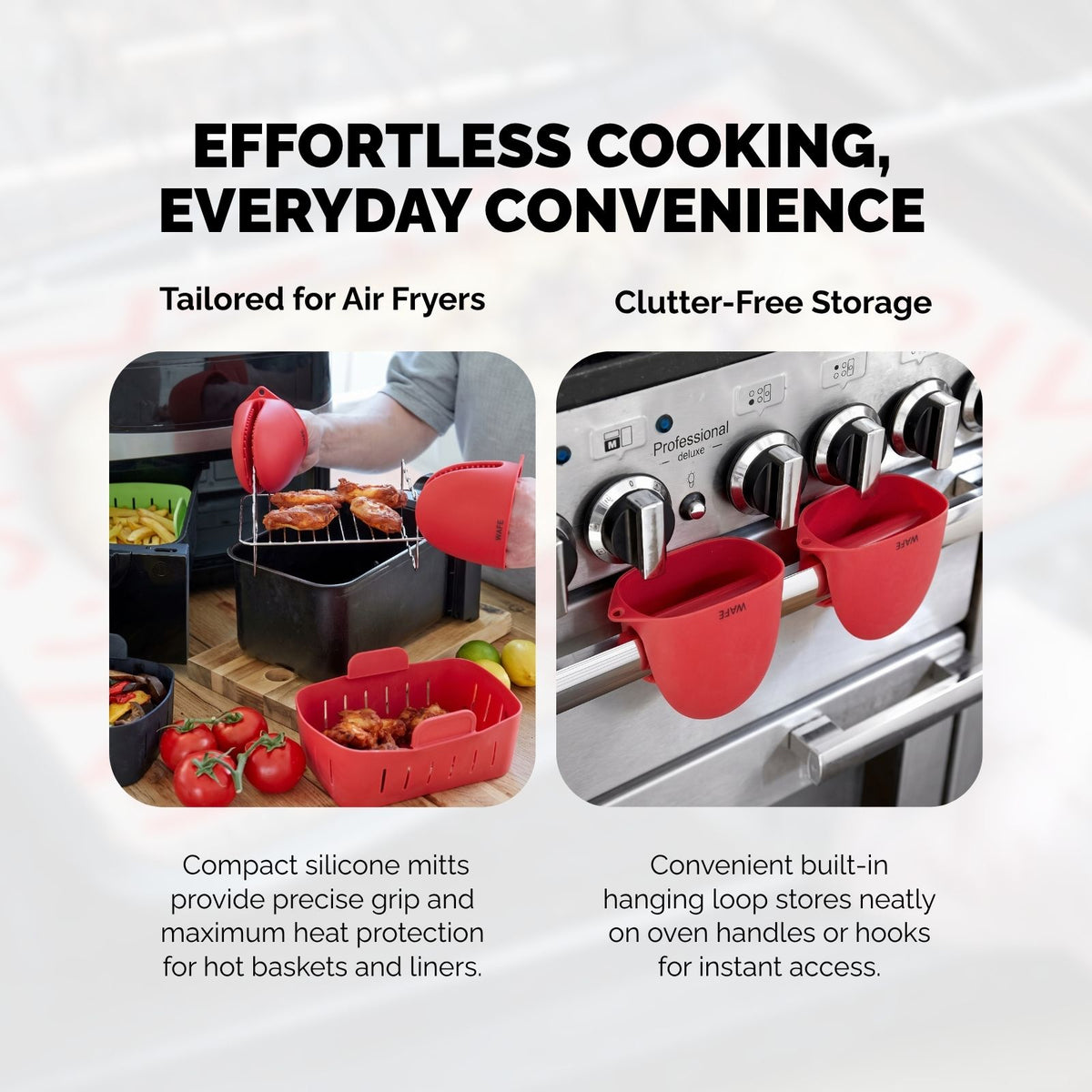 WAFE mini-oven kitchen silicone glove - Candy Red