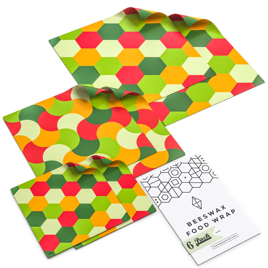 WAFE - Reusable Beeswax Food Wraps - Fruity Edition - Pack of 6+3