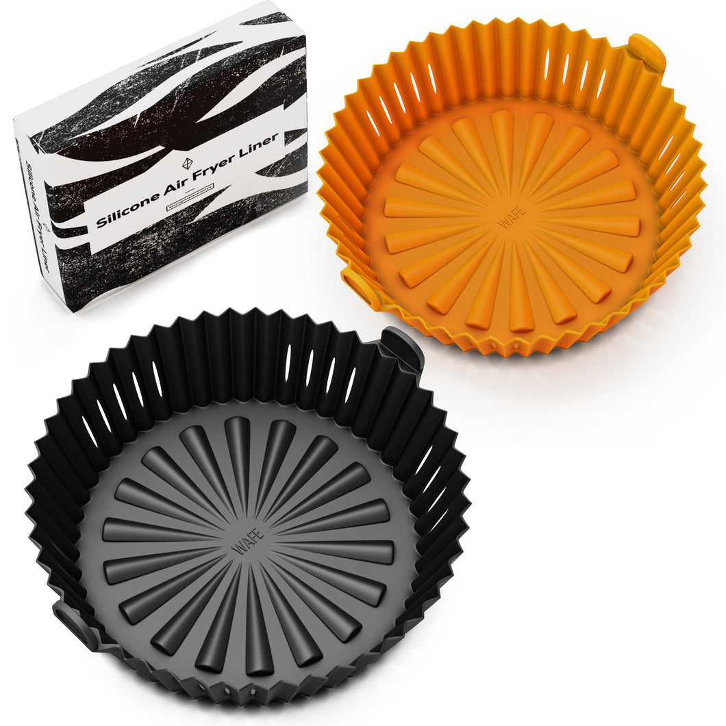 WAFE Silicone Air Fryer Liner 2PACK -Black/Orange