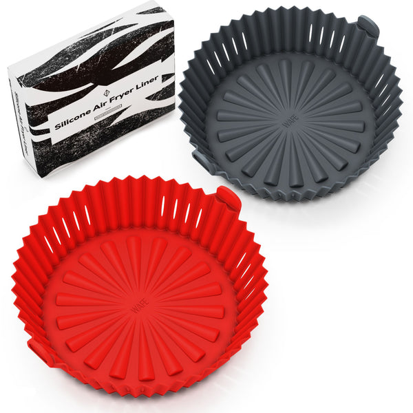 WAFE Silicone Air Fryer Liner 2PACK- Red/Grey