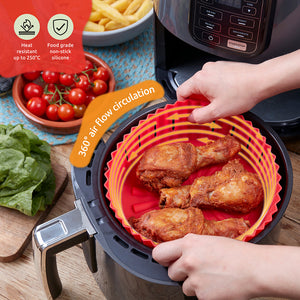 WAFE Silicone Air Fryer Liner 2PACK- Red/Grey